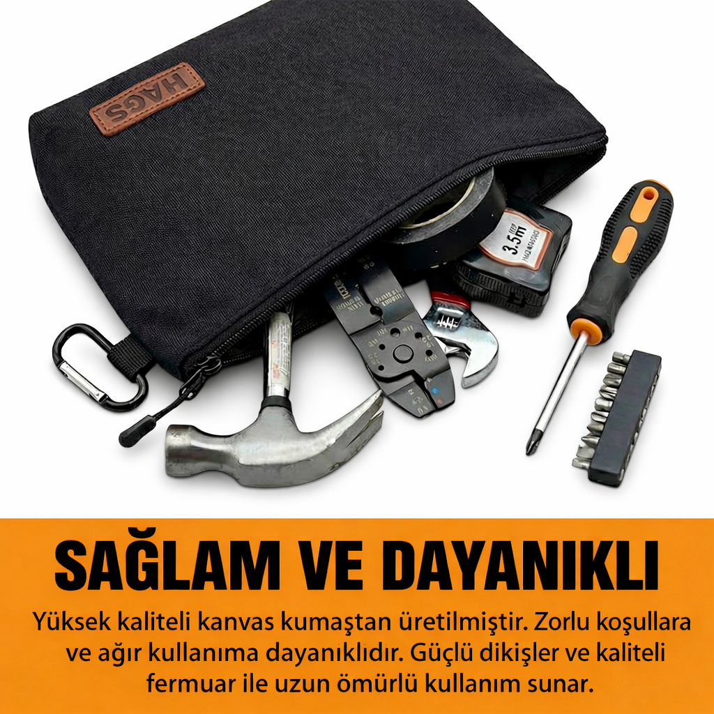 Haegs Çok Amaçlı Küçük Alet Çantası Fermuarlı Kanvas Kalemlik Alet Kırtasiye ve Kalemler için Saklama Düzenleyici Çantalar Organizer Kese 4 lü Karışık Boy Renk 5