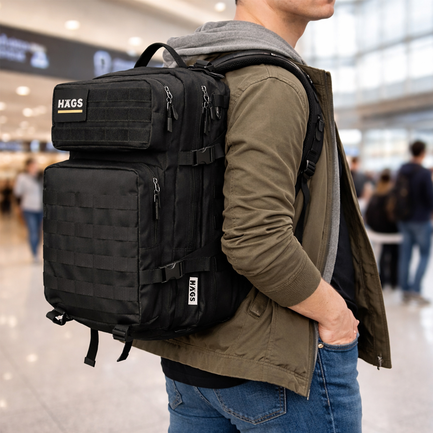 HAEGS Askeri Taktik Sırt Çantası Ordu Derecesinde Sağlam Ağır Hizmet Taktik Çanta 3 Günlük Acil Durum Hücum Çantası Kampçılık Dağcılık Trekking Seyahat Sırt Çantası- 45L - Siyah 8