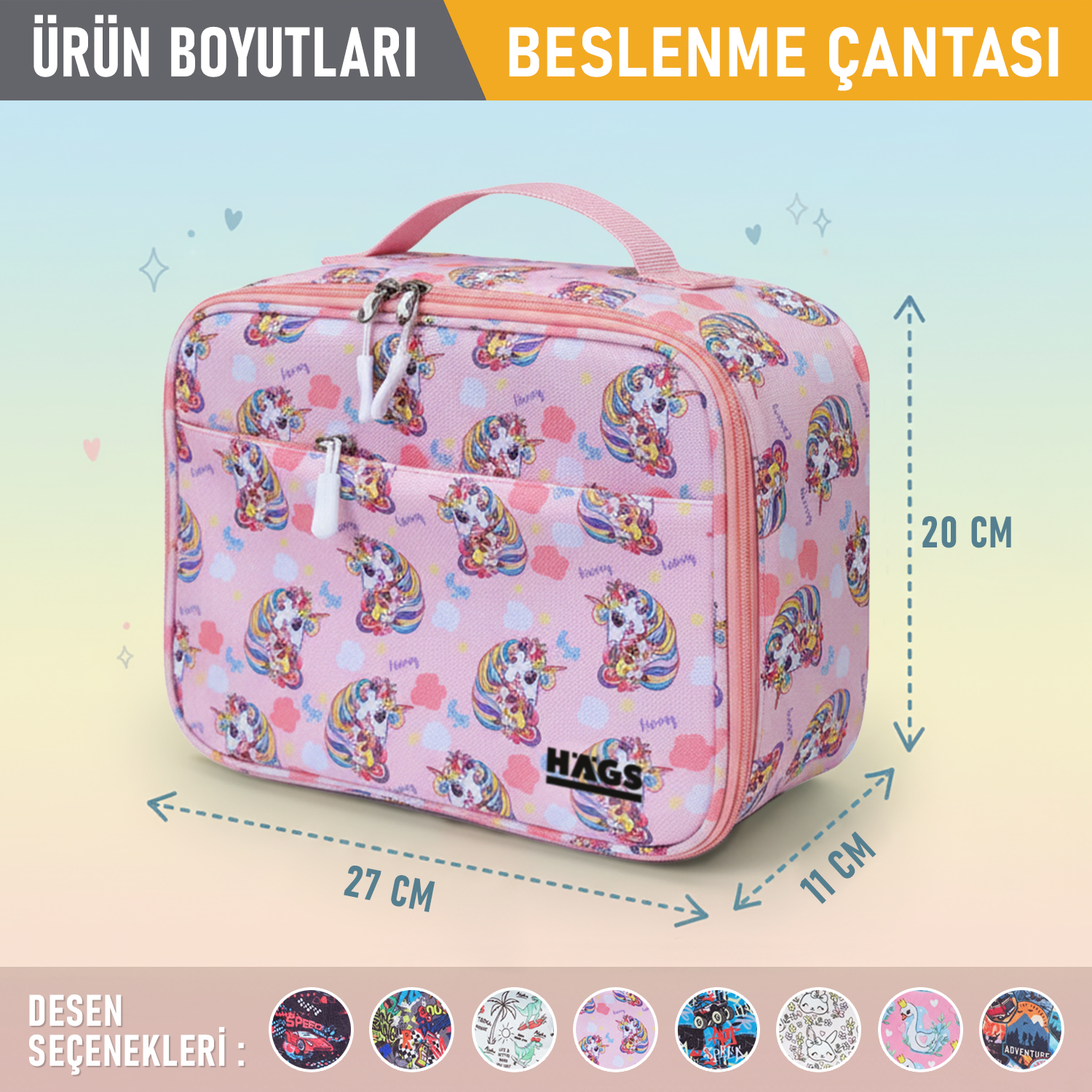 HAEGS Çocuk Beslenme Çantası Kız Çocukları için Öğle Yemeği Kutusu - Termal Yalıtımlı Kız Çocuk Beslenme Çantası Kreş ve Okul İçin Küçük Öğrenci Öğle Yemeği Kutusu - Unicorn 2