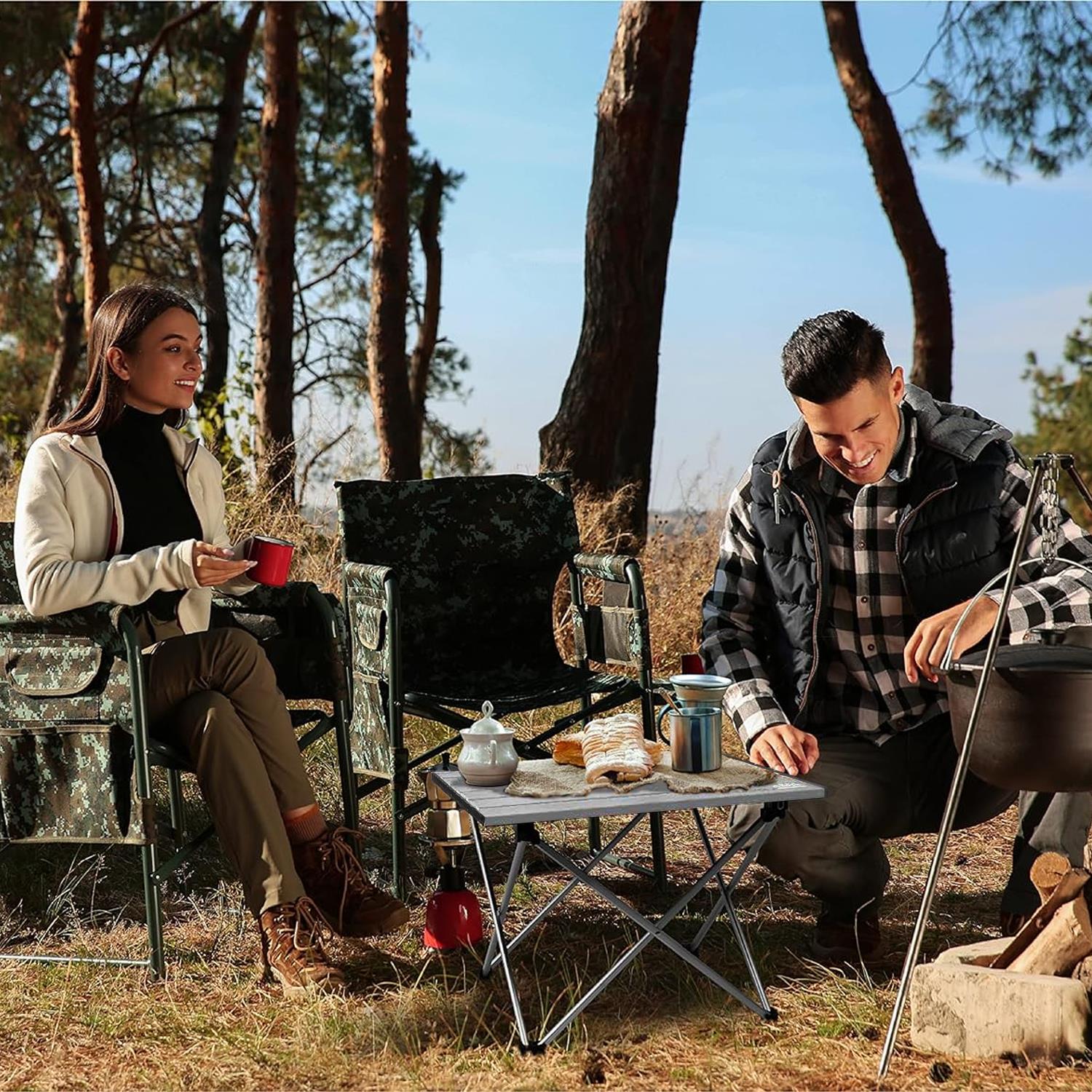 HAEGS Full Alüminyum Katlanır Kamp Masası Piknik BBQ Balıkçılık Avcılık Plaj Hiking için Kolay Taşınabilir Kompakt Outdoor Ultra Hafif Kamp Masası Small - Gümüş 9
