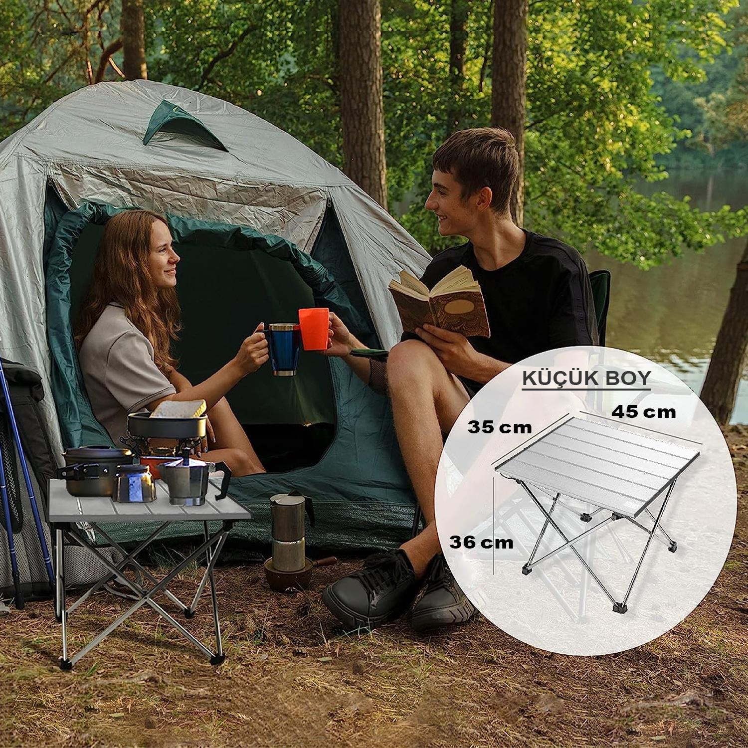 HAEGS Full Alüminyum Katlanır Kamp Masası Piknik BBQ Balıkçılık Avcılık Plaj Hiking için Kolay Taşınabilir Kompakt Outdoor Ultra Hafif Kamp Masası Small - Gümüş 5