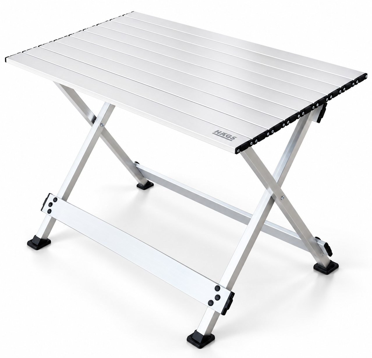 HAEGS Katlanır Kamp Masası X Fold Komple Alüminyum Kolay Katlanır Kamp Piknik Balkon Veranda Masası Sehpa X-Large 90 x 58 cm - Gümüş