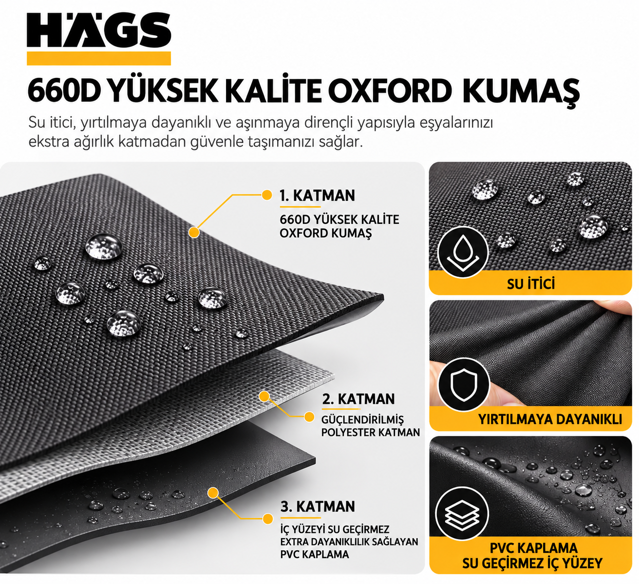 HAEGS Spor Seyahat Çantası Duffle Bag Taşıma Çantası Su Geçirmez Dayanıklı Erkek Kadın için Büyük Boy Spor Çantası Sports Kamp Malzemeleri Taşıma Saklama için 65Lt - Siyah 4