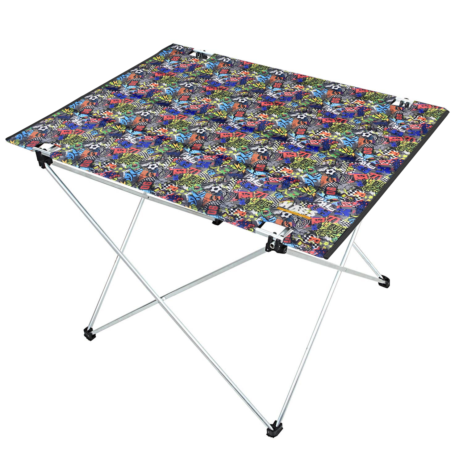 HAEGS Ultralight Katlanır Kamp Masası Piknik BBQ Balıkçılık Avcılık Plaj Hiking için Taşınabilir Kompakt Roll Up Outdoor Kamp Masası Large - Grafiti Toys