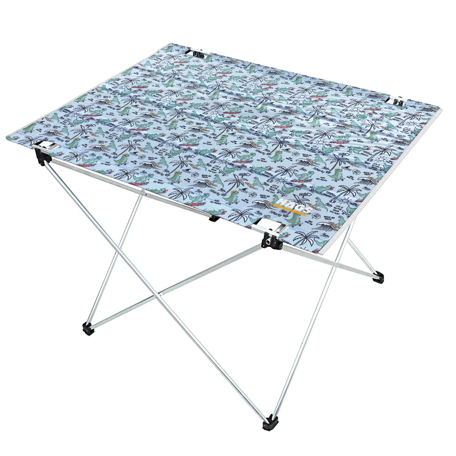 HAEGS Ultralight Katlanır Kamp Masası Piknik BBQ Balıkçılık Avcılık Plaj Hiking için Taşınabilir Kompakt Roll Up Outdoor Kamp Masası Large - Dino İsland