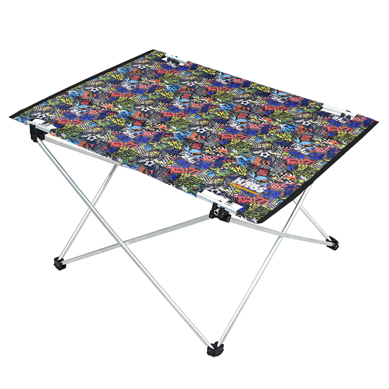 HAEGS Ultralight Katlanır Kamp Masası Piknik BBQ Balıkçılık Avcılık Plaj Hiking için Taşınabilir Kompakt Roll Up Outdoor Kamp Masası Medium - Grafiti Toys