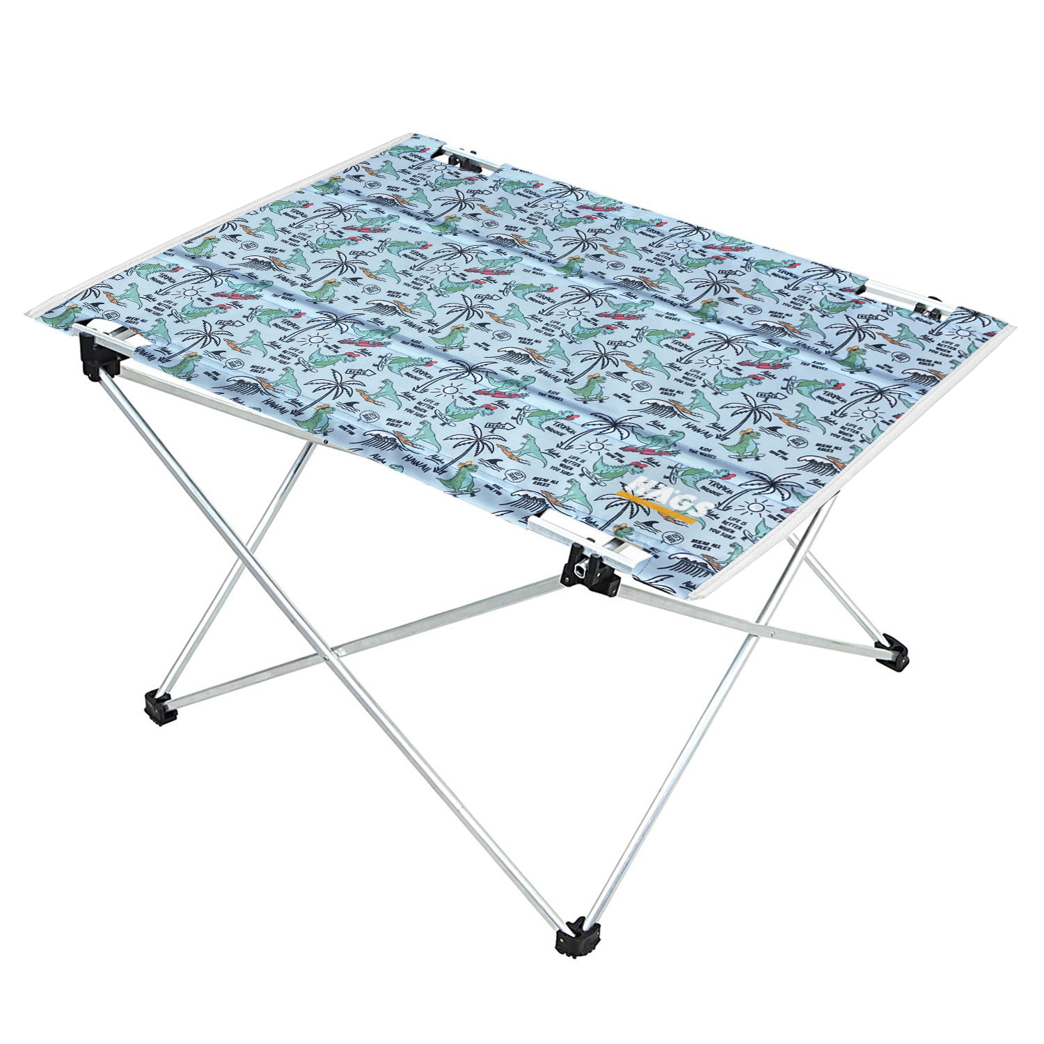 HAEGS Ultralight Katlanır Kamp Masası Piknik BBQ Balıkçılık Avcılık Plaj Hiking için Taşınabilir Kompakt Roll Up Outdoor Kamp Masası Medium - Dino İsland