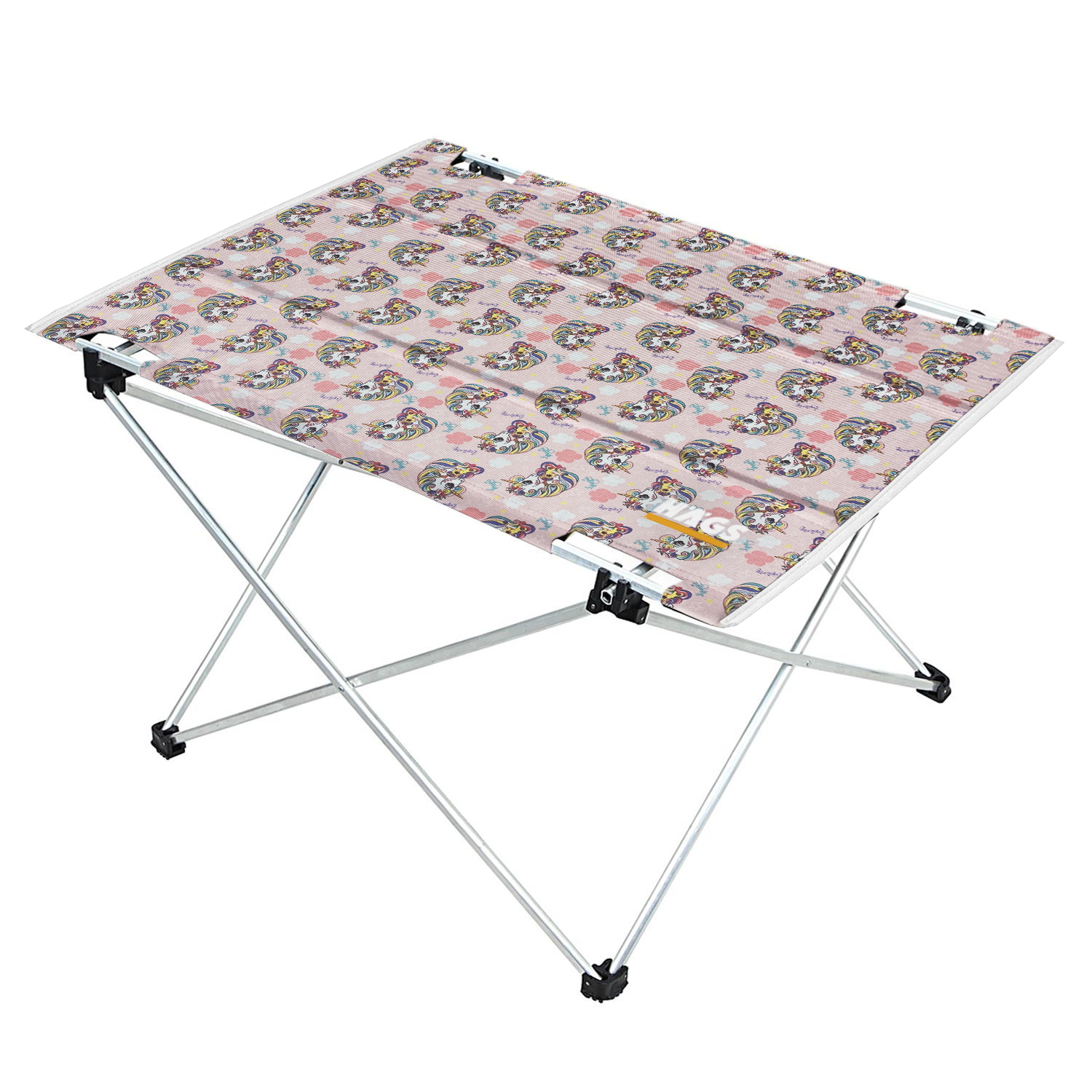 HAEGS Ultralight Katlanır Kamp Masası Piknik BBQ Balıkçılık Avcılık Plaj Hiking için Taşınabilir Kompakt Roll Up Outdoor Kamp Masası Medium - Unicorn