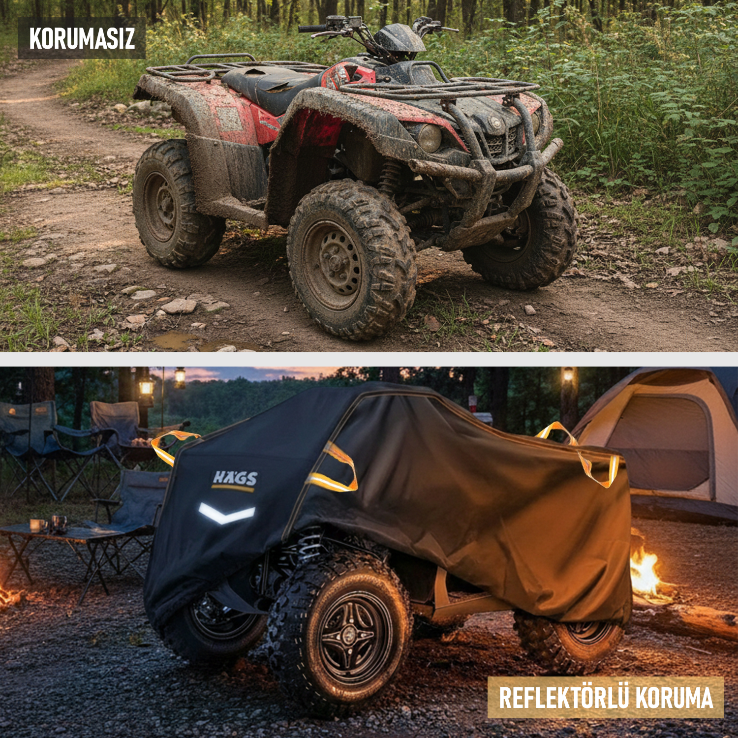 Haegs ATV Brandası ATV Koruma Kılıfı Örtüsü Su Geçirmez Dış Mekan Ağır Hizmet Tipi 4 Mevsim XL-210-120-115cm - Siyah 8