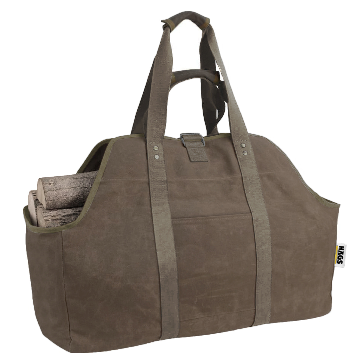 Haegs Ağır Hizmet Çantası Waxed Kanvas Şömine Odun Çantası Yakacak Kütük Taşıma Depolama Çantası Şömine Odunluk Aksesuarları - Büyük Boy - Kahverengi 1