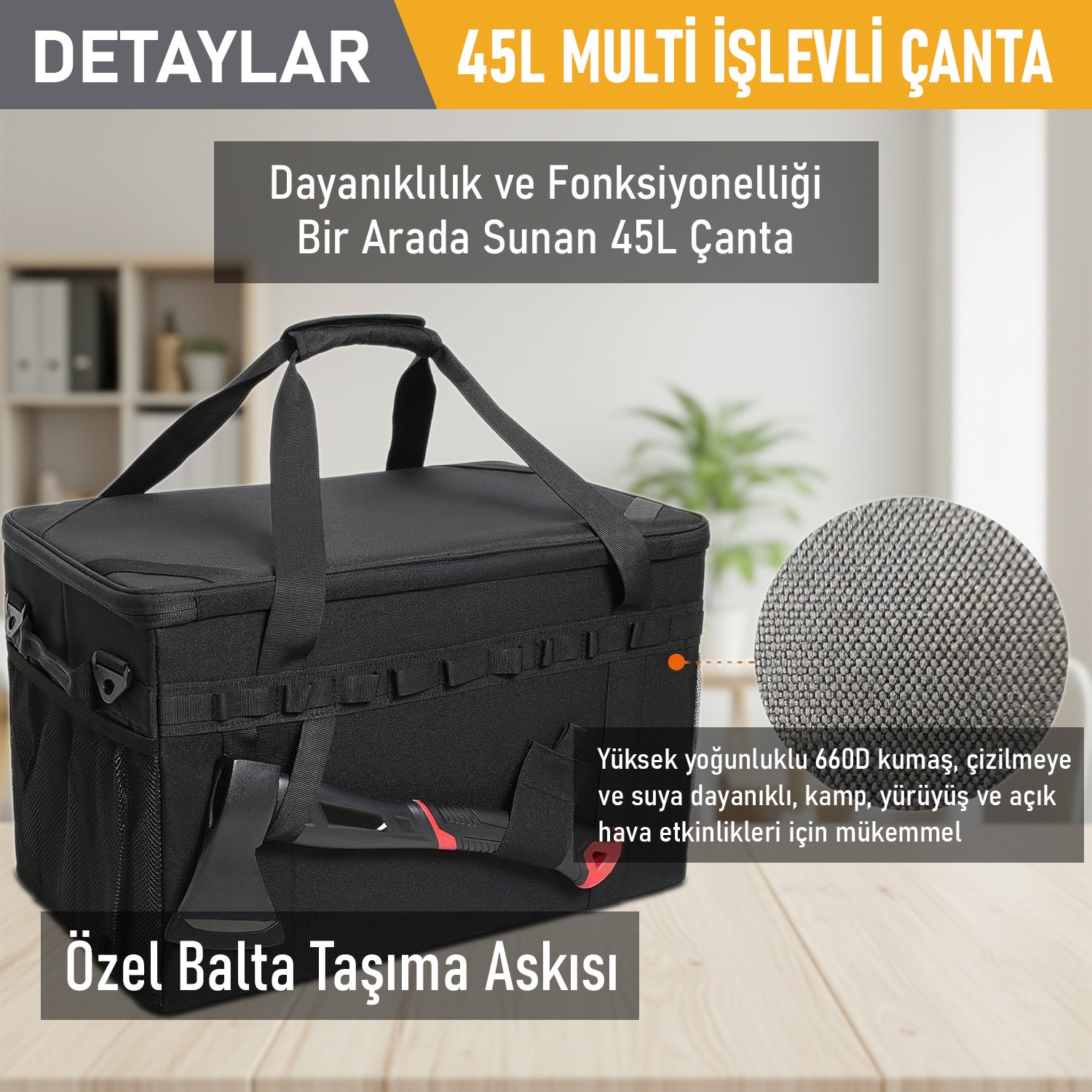 Haegs Araba Bagaj Organizer Çanta Çok Amaçlı Termal Çanta Araç içi Alet Eşya Düzenleyici Kamp Malzemeleri Piknik Çantası Taktik Yalıtımlı Soğutucu Yemek Taşıma Çantası 45 Lt Gri 3