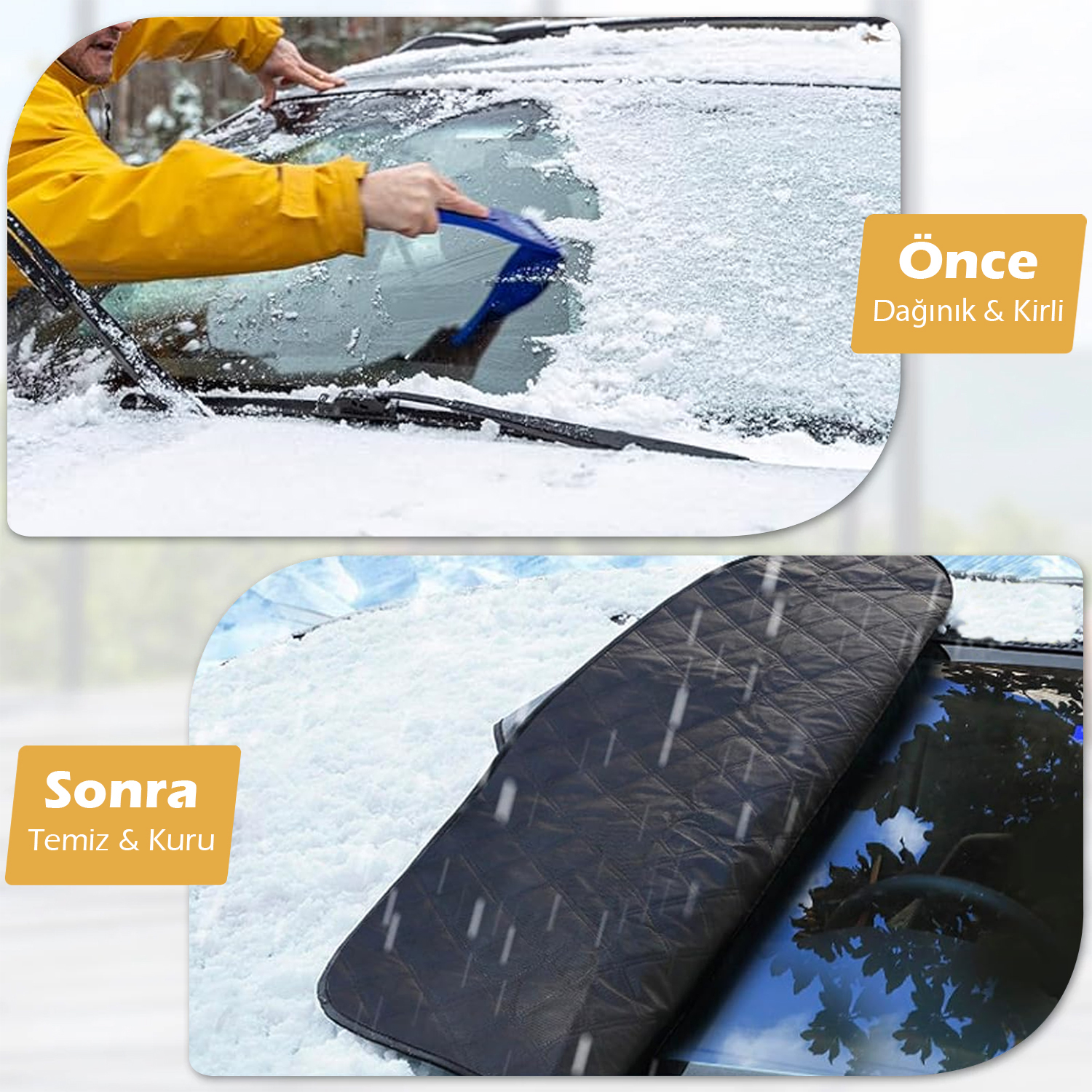 Haegs Araba Ön Cam Koruma Örtüsü Termal Araç Güneşlik Oto Buzlanma Önleyici Cam Kar Örtüsü Kalın Ağır Hizmet Tipi PEVA Oto Kar Örtüsü Otomobil SUV Hatchback Ön Cam Koruması Araba Brandası - 155-125 cm -Gri 7