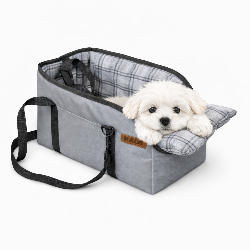 Haegs Araç Konsol Üstü Köpek Koltuğu - Köpek Taşıma Çantası Küçük Köpekler İçin Taşınabilir Köpek Yatağı Kol Dayama Yeri Olan Yumuşak Minderli Evcil Hayvan Araba Koltuğu Gri - Gri