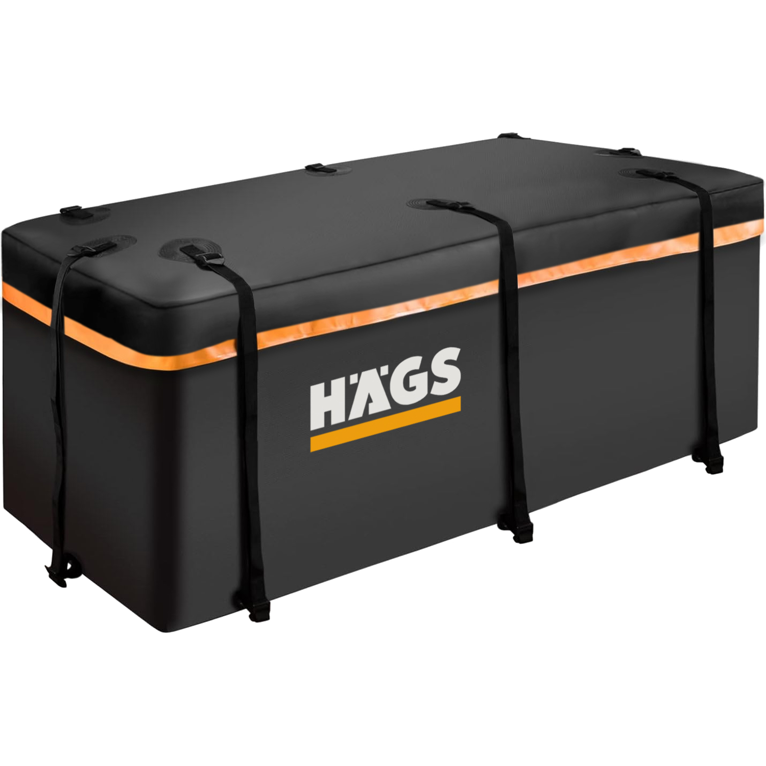 Haegs Araç Üstü Bagaj Çantası Pickup Bagaj içi Çantası Ağır Hizmet Tipi Su Geçirmez Tüm Araç Tavanları için Üst Rafı Çıtası Olan veya Olmayan 540L 150 x 60 x 60cm Siyah - Turuncu