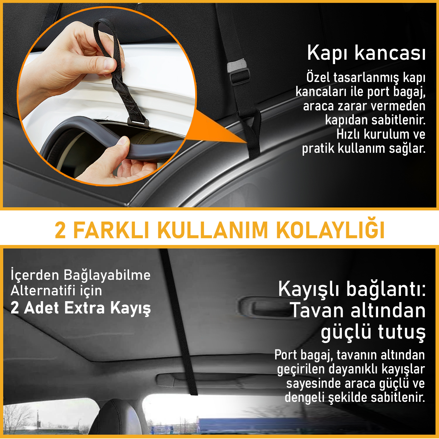 Haegs Araç Üstü Bagaj Çantası Port Bagaj Araç Üstü Tavan Çantası Ağır Hizmet Tipi Su Geçirmez Tüm Araç Tavanları için Üst Rafı Çıtası Olan veya Olmayan 415L 112 x 86 x 43cm Siyah - Gri 5