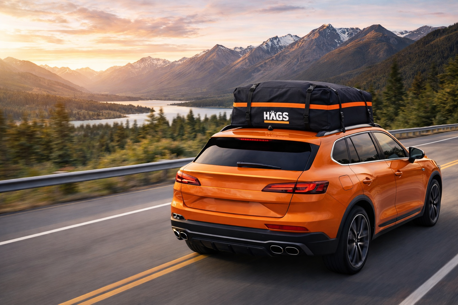 Haegs Araç Üstü Bagaj Çantası Port Bagaj Araç Üstü Tavan Çantası Ağır Hizmet Tipi Su Geçirmez Tüm Araç Tavanları için Üst Rafı Çıtası Olan veya Olmayan 415L 112 x 86 x 43cm Siyah - Turuncu 6