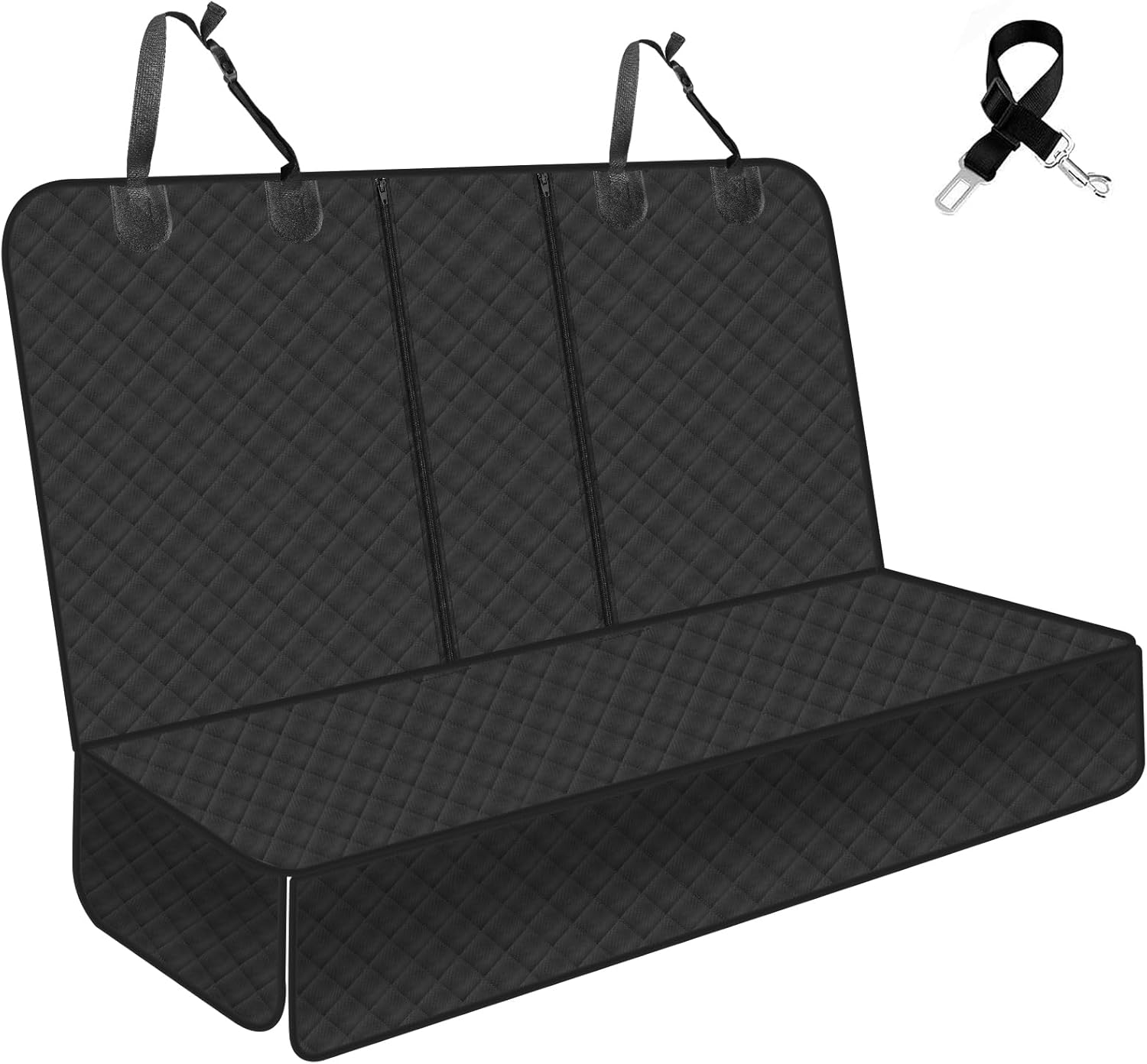 Haegs Arka Koltuk Kılıfı - Evcil Hayvan Araç Köpek Koltuk Koruma Örtüsü Bölmeli Kaymaz Ağır Hizmet Tipi Su Geçirmez Koltuk Koruyucu Kılıf XL 152cm - Siyah