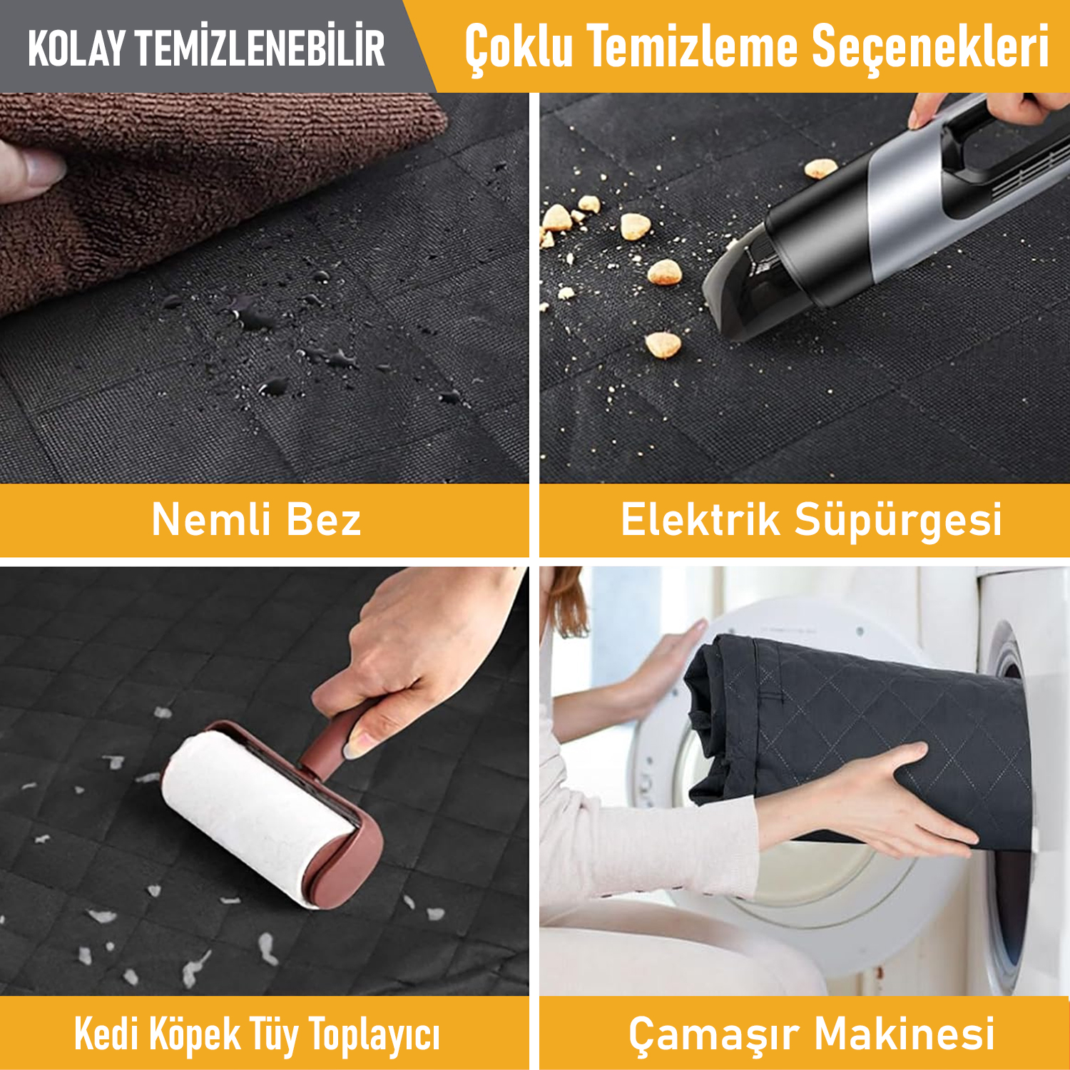 Haegs Araç Arka Koltuk Kılıfı - Evcil Hayvan Oto Köpek Koltuk Koruma Örtüsü Fermuarlı Konsol Bölmeli Kaymaz Ağır Hizmet Tipi Su Geçirmez Koltuk Koruyucu Kılıf Standart 132cm - Siyah 8