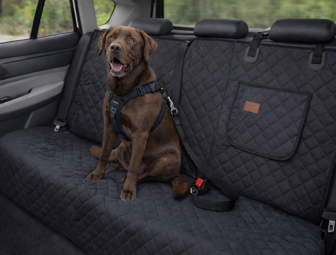 Haegs Araç Arka Koltuk Kılıfı - Evcil Hayvan Oto Köpek Koltuk Koruma Örtüsü Fermuarlı Konsol Bölmeli Kaymaz Ağır Hizmet Tipi Su Geçirmez Koltuk Koruyucu Kılıf Large 145cm Gri 3