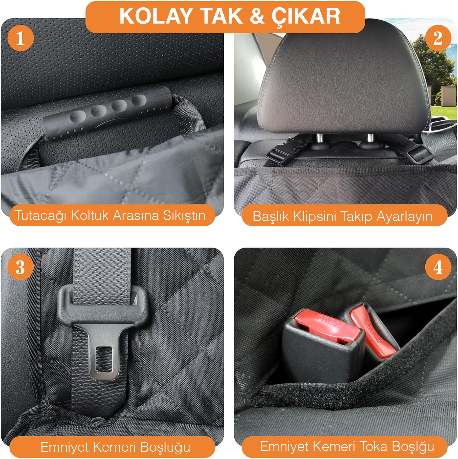 Haegs Araç Arka Koltuk Kılıfı - Evcil Hayvan Oto Köpek Koltuk Koruma Örtüsü Fermuarlı Konsol Bölmeli Kaymaz Ağır Hizmet Tipi Su Geçirmez Koltuk Koruyucu Kılıf Standart 132cm - Siyah 5