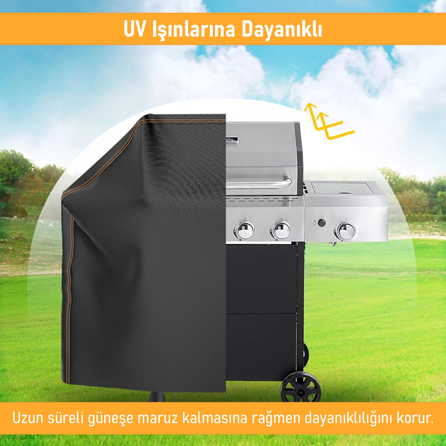 Haegs BBQ Mangal Örtüsü Gazlı Kömürlü Grill Koruma Brandası Su geçirmez Outdoor Dış Mekan Barbekü Mangal Kılıfı - 147-61-122 cm 7