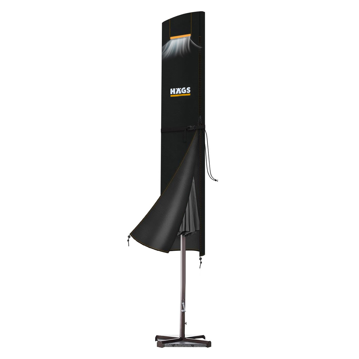 Haegs Bahçe Şemsiye Kılıfı Veranda Parasol Konsol Şemsiyesi Brandası Koruma Örtüsü Su Geçirmez Hava Koşullarına Dayanıklı Bahçe Gölgelik Güneşlik Örtüsü 175 x 32 37 cm Siyah