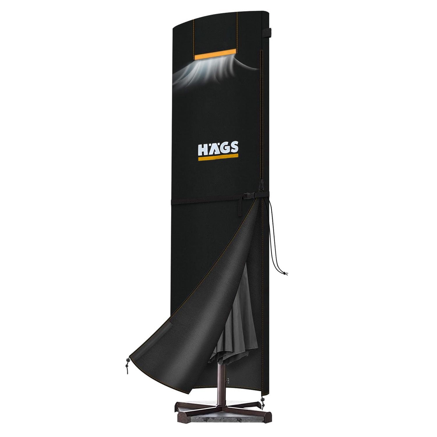 Haegs Bahçe Şemsiye Kılıfı Veranda Parasol Konsol Şemsiyesi Brandası Koruma Örtüsü Su Geçirmez Hava Koşullarına Dayanıklı Bahçe Gölgelik Güneşlik Örtüsü 210-45 72 32 cm Siyah