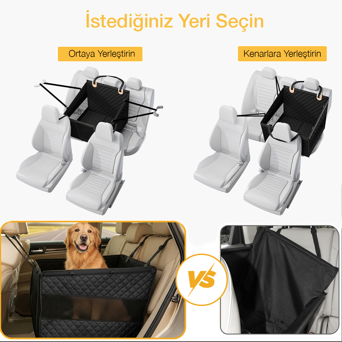Haegs Büyük ve Orta Köpekler İçin Köpek Araba Koltuğu Evcil Hayvan Araç içi Hamağı Köpekler İçin Arka Koltuk Uzatıcı Su Geçirmez Oxford Kumaş Katlanabilir Evcil Hayvan Araba Koltuğu - Gri 7