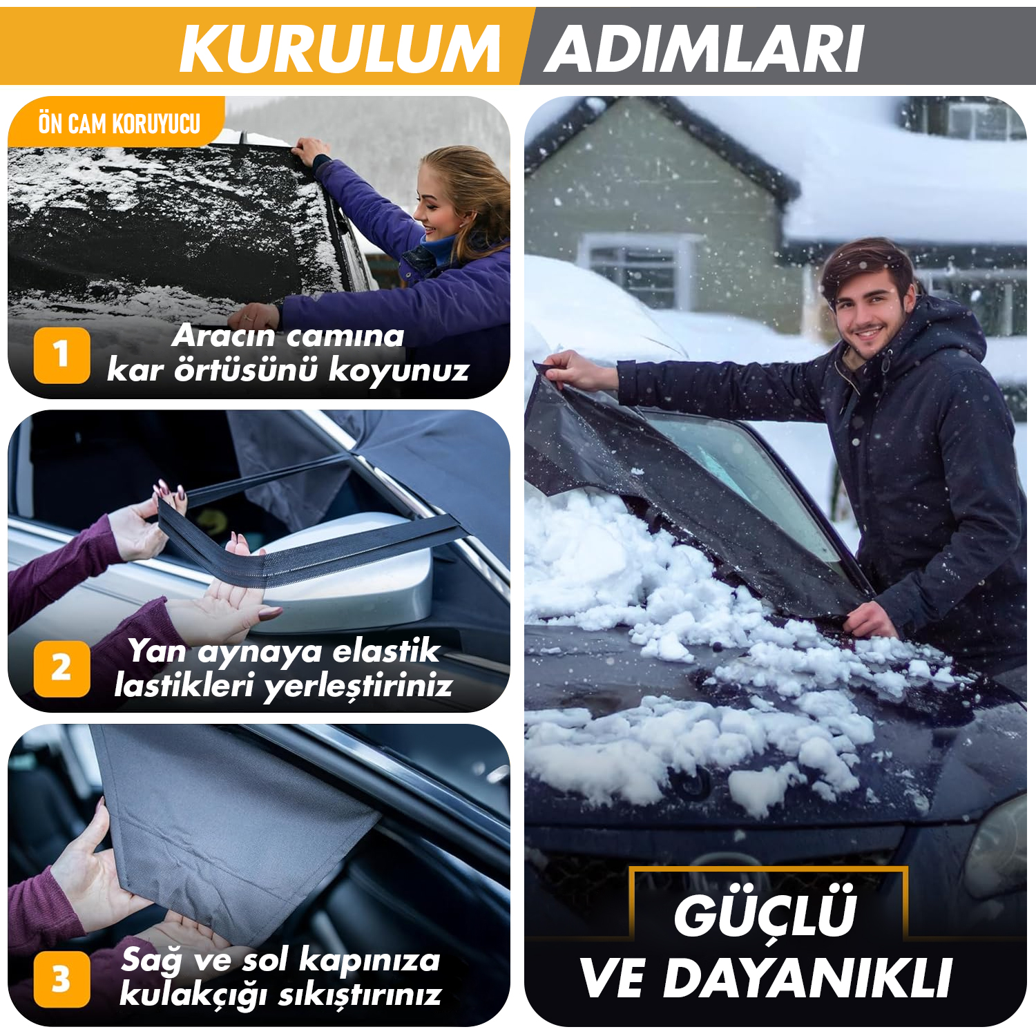 Haegs Buz ve Kar Önleyici Araç Ön Cam Örtüsü Brandası Ağır Hizmet Tipi 600D Oxford Kumaş Arabalar SUV lar Kamyonetler İçin Oto Ön Cam Koruyucu Güneşlik Don Örtüsü 165x76cm XS - Gri 8