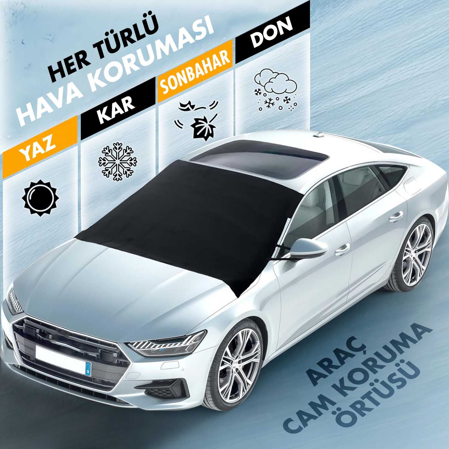 Haegs Buz ve Kar Önleyici Araç Ön Cam Örtüsü Brandası Ağır Hizmet Tipi 600D Oxford Kumaş Arabalar SUV lar Kamyonetler İçin Oto Ön Cam Koruyucu Güneşlik Don Örtüsü 165x76cm XS - Gri 6