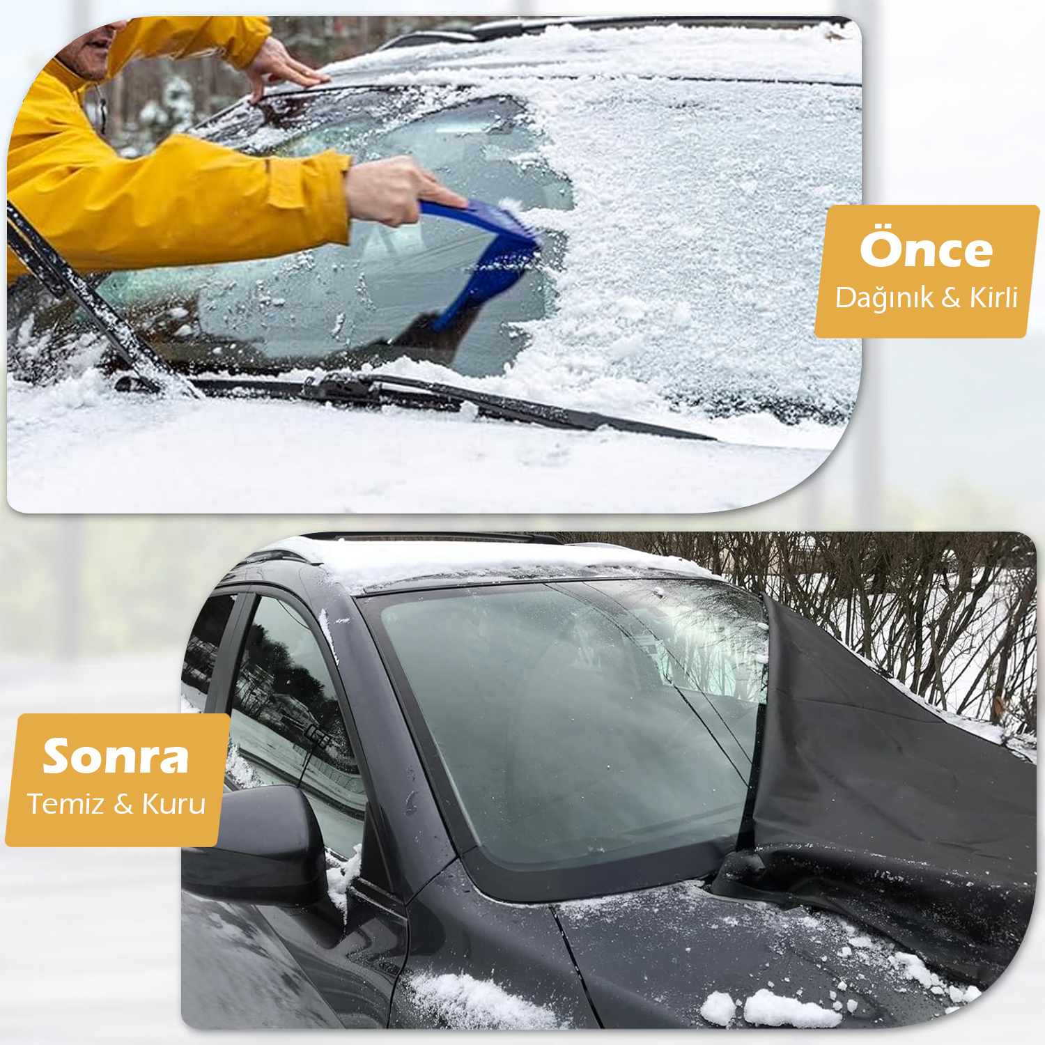 Haegs Buz ve Kar Önleyici Araç Ön Cam Örtüsü Brandası Ağır Hizmet Tipi 600D Oxford Kumaş Arabalar SUV lar Kamyonetler İçin Oto Ön Cam Koruyucu Güneşlik Don Örtüsü 165x76cm XS - Gri 7