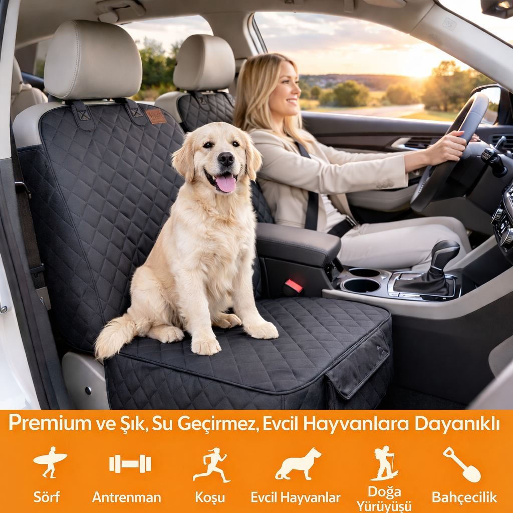 Haegs Evcil Hayvan Ön Koltuk Kılıfı - Araç Köpek Koltuk Koruma Örtüsü Yan Kanatlı Kaymaz Ağır Hizmet Tipi Su Geçirmez Koltuk Koruyucu Kılıf - Gri 3