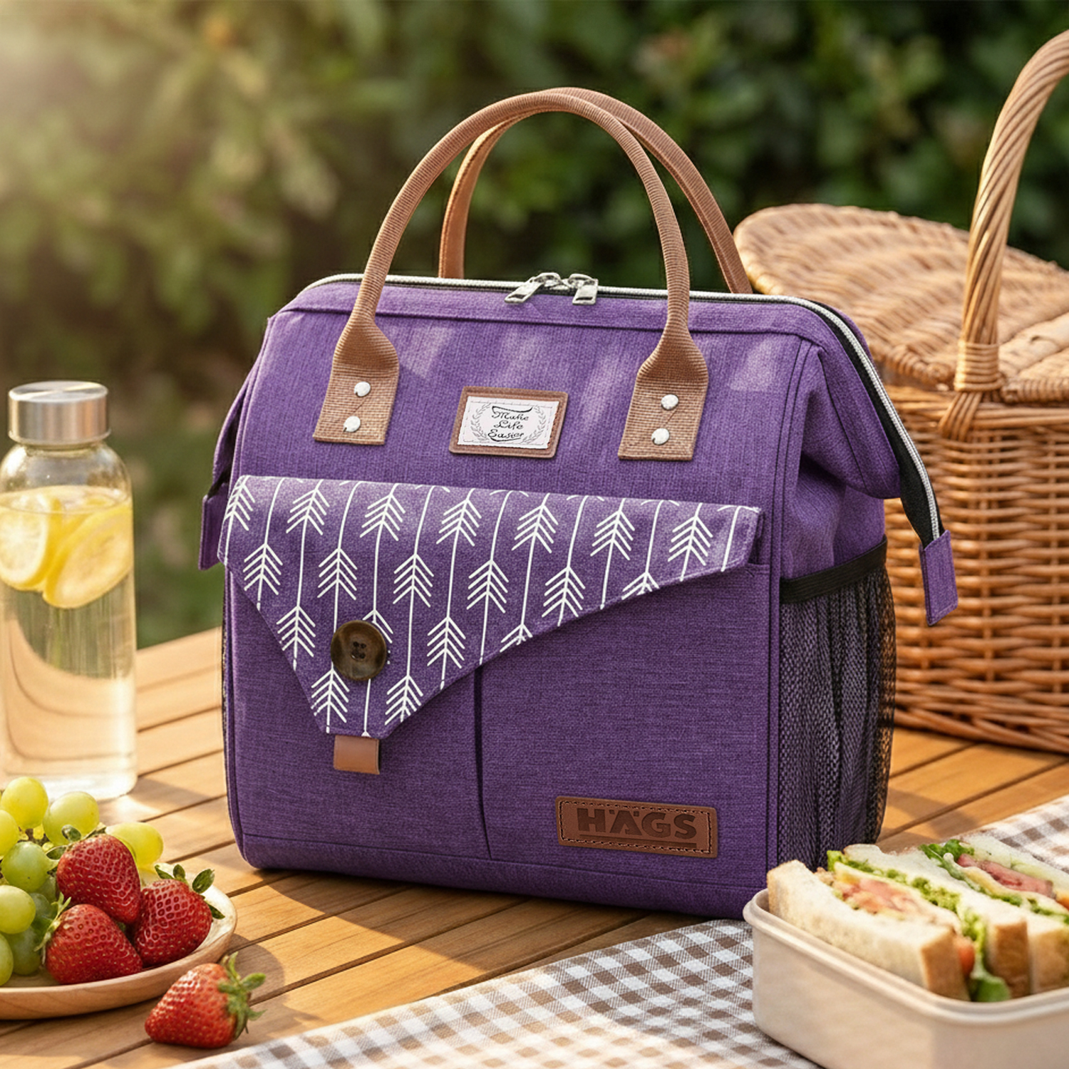 Haegs Kadın Termal Çanta Yalıtımlı Yemek Taşıma Bayan Yemek Kutusu Kamp Piknik Ofis İçin 11L Lila 2