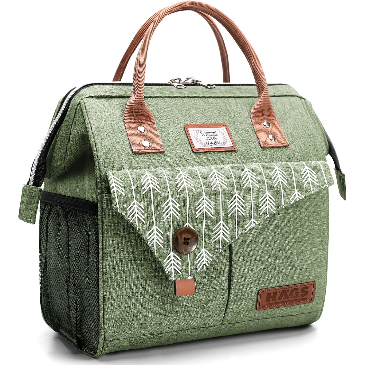 Haegs Kadın Termal Çanta Yalıtımlı Yemek Taşıma Bayan Yemek Kutusu Kamp Piknik Ofis İçin 11L Yeşil