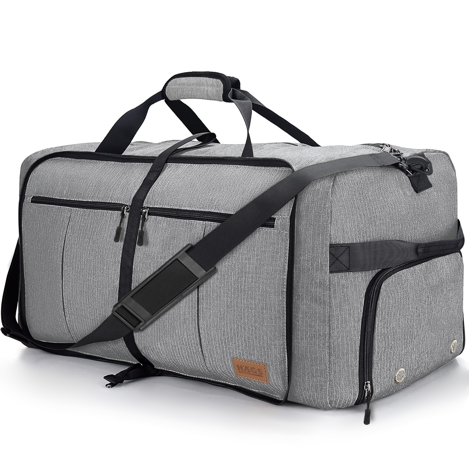 Haegs Katlanabilir Seyahat Çantası Büyük Boy El Bagajı Çantası Erkekler ve Kadınlar için Ayakkabı Bölmeli Hafta Sonu Geceleme Katlanır Bavul Valiz Çanta 120L - Gri