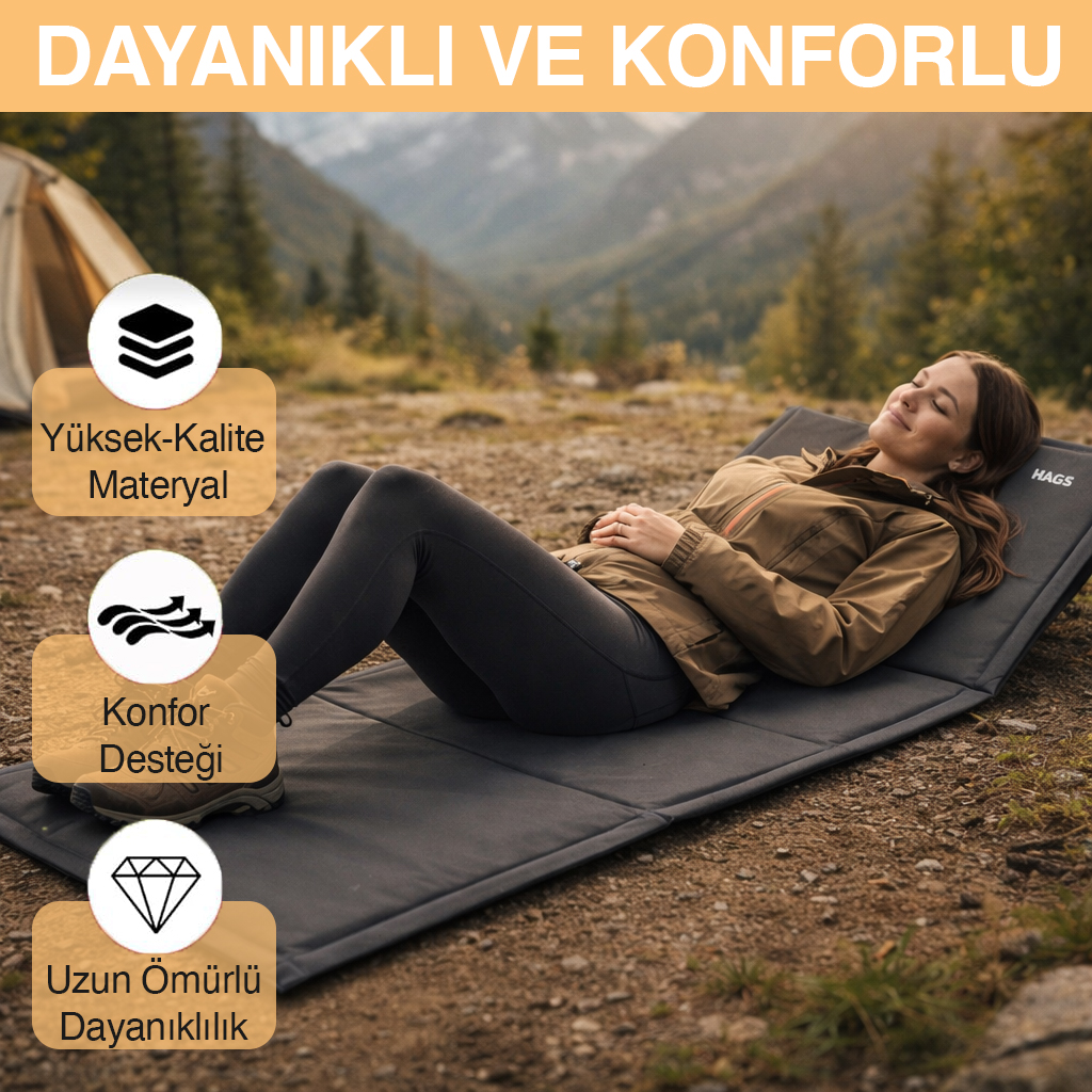 Haegs Katlanabilir Sırt Destekli Kamp ve Plaj Matı Katlanır Şezlong Plaj Zemin Sandalyesi Fermuar Cepli Kamp Piknik Havuz Başı Deniz Plaj için Mat Yeşil 3