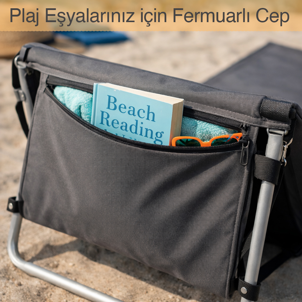 Haegs Katlanabilir Sırt Destekli Kamp ve Plaj Matı Katlanır Şezlong Plaj Zemin Sandalyesi Fermuar Cepli Kamp Piknik Havuz Başı Deniz Plaj için Mat Yeşil 6