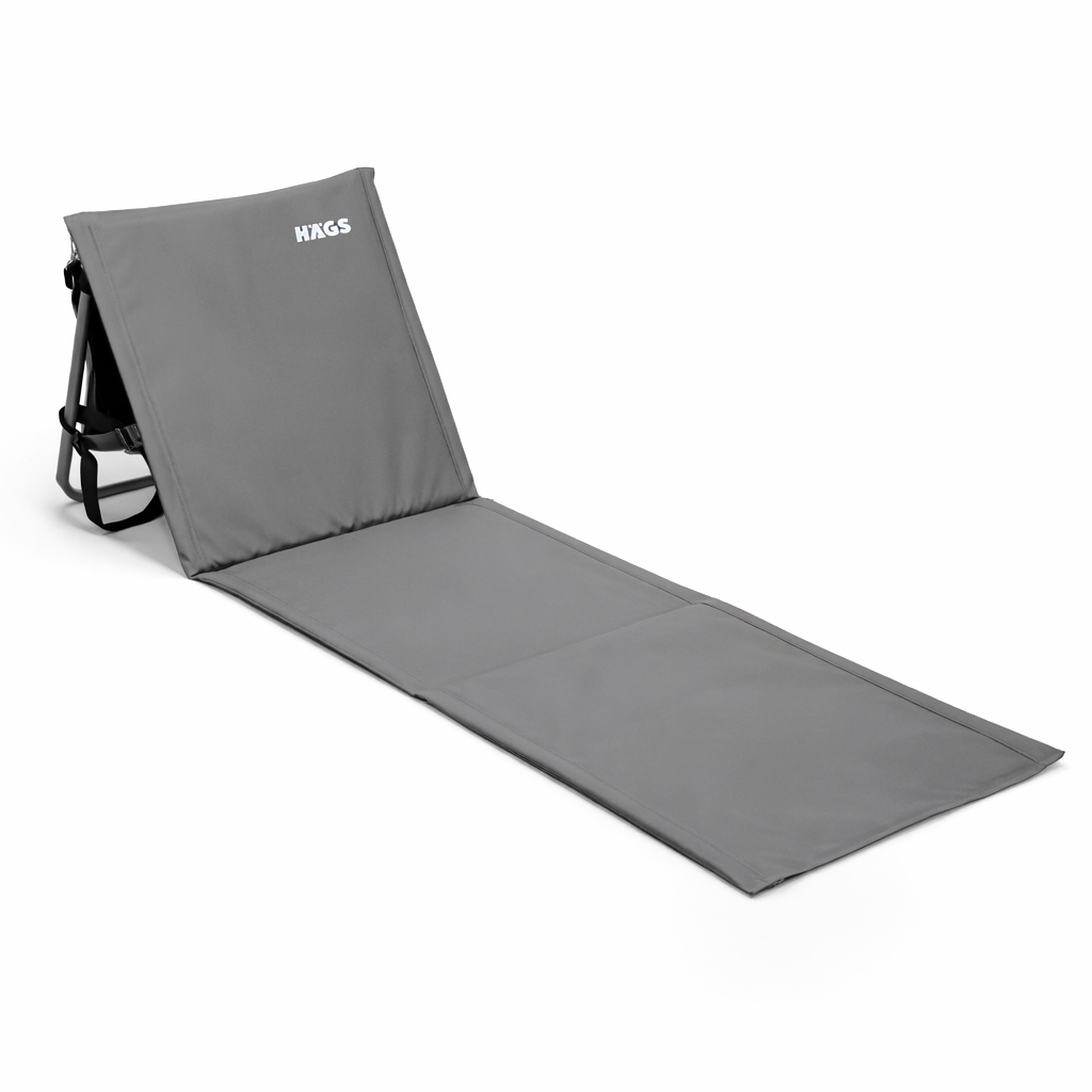 Haegs Katlanabilir Sırt Destekli Kamp ve Plaj Matı Katlanır Şezlong Plaj Zemin Sandalyesi Fermuar Cepli Kamp Piknik Havuz Başı Deniz Plaj için Mat Gri