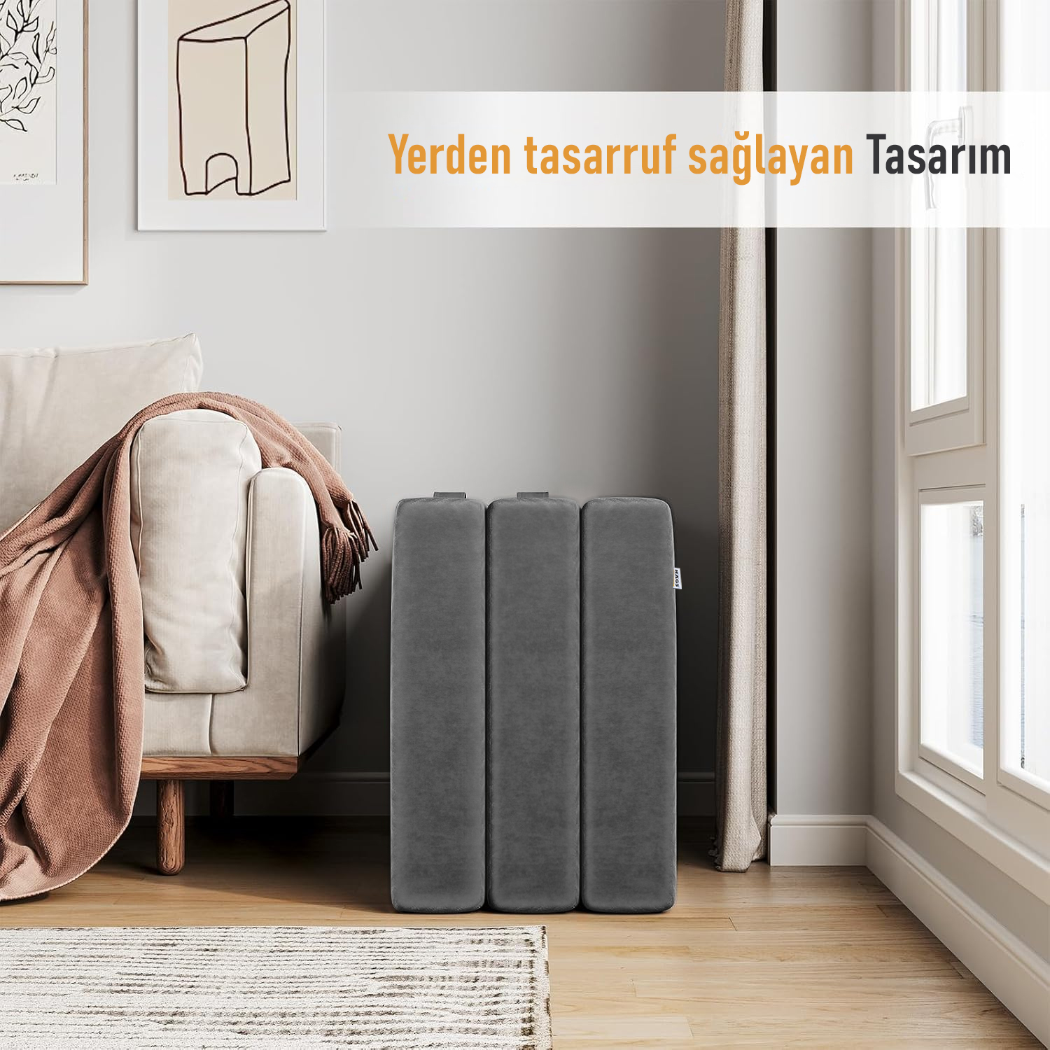 Haegs Katlanır Yatak Kamp Yatağı Kamp Matı Taşınabilir Yer Yatağı Yıkanabilir Kılıf Misafir için Seyahat Kamp Araç Karavan Çadır ve Yoga için İdeal 22 Dens - 155x65x10 cm - Gri 8