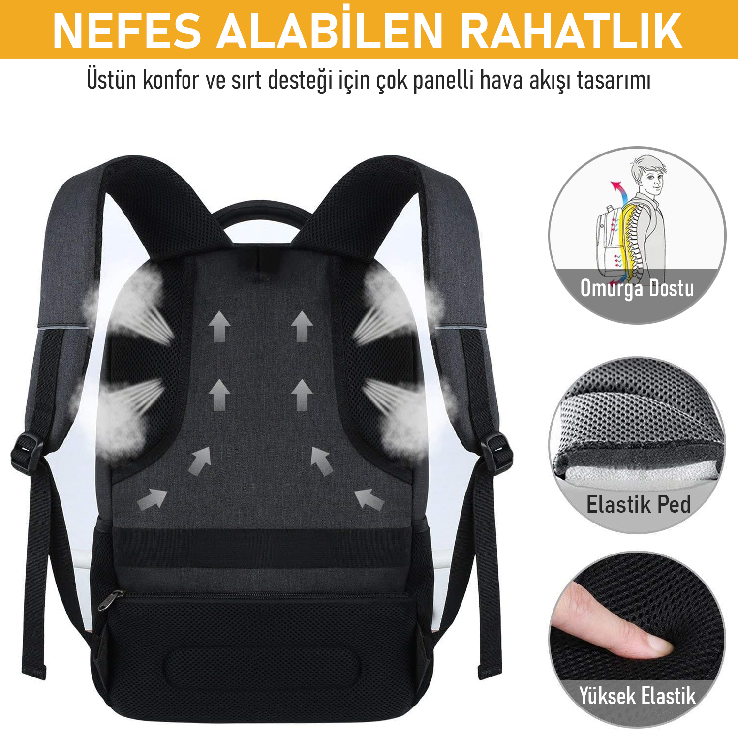 Haegs Laptop Sırt Çantası Multi Cepli İş Seyahat Çantası Dizüstü Bilgisayar Sırt Çantası Suya Dayanıklı Kolej Bilgisayar Çantası Kadınlar ve Erkekler İçin Çok Bölmeli Organizer Çanta - Koyu Mavi 5