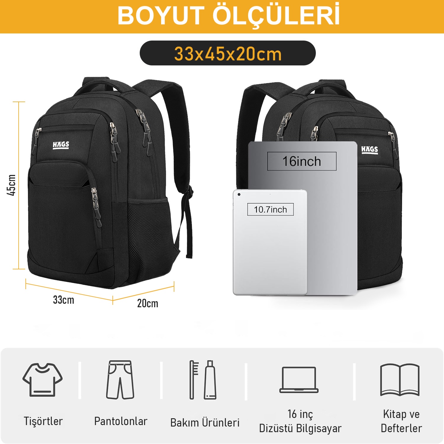 Haegs Laptop Sırt Çantası Multi Cepli İş Seyahat Çantası Dizüstü Bilgisayar Sırt Çantası Suya Dayanıklı Kolej Bilgisayar Çantası Kadınlar ve Erkekler İçin Çok Bölmeli Organizer Çanta - Koyu Mavi 7