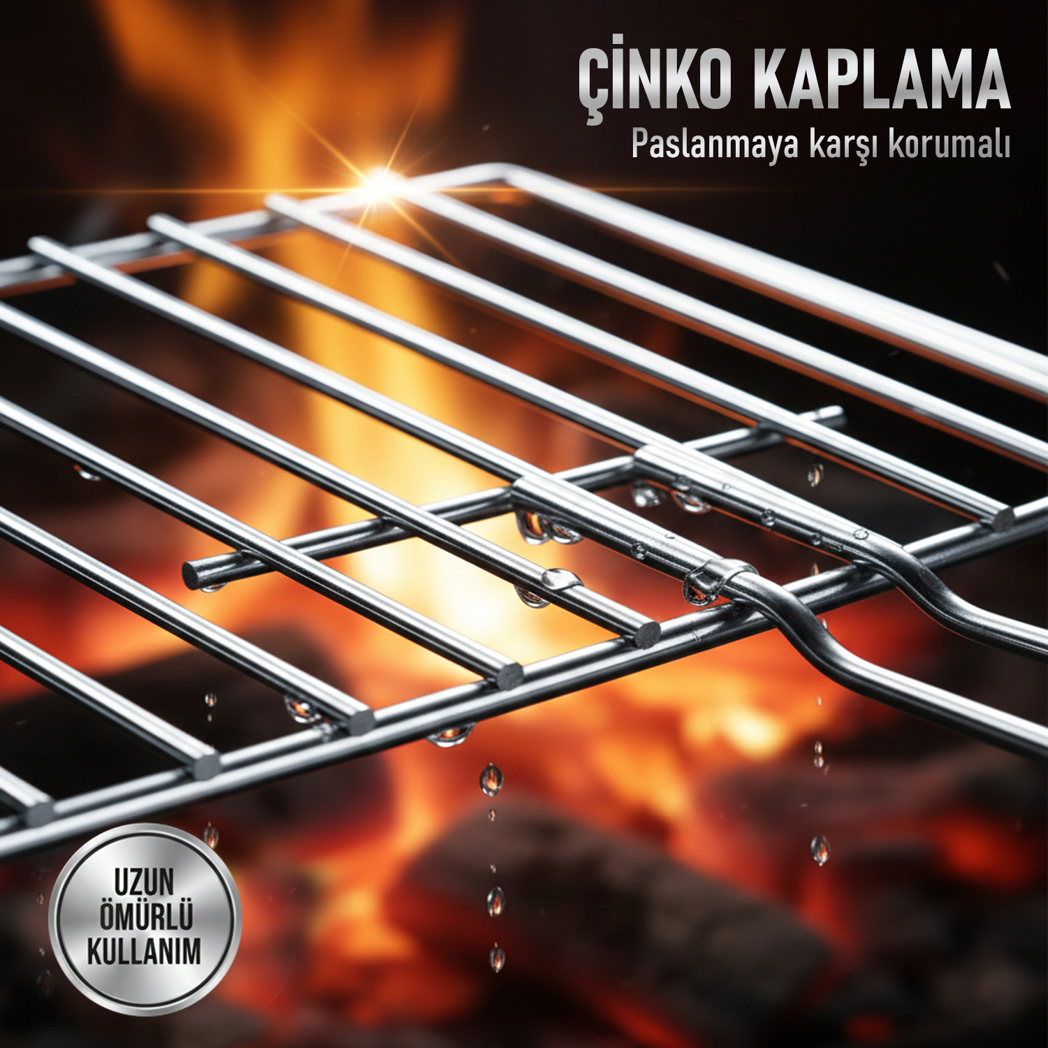 Haegs Mangal Izgara Teli Yer Kaplamaz Pratik Katlanır Kulplu Tel Mangal Izgarası Barbekü Grill Pişirme Teli 26 x 34 cm 7