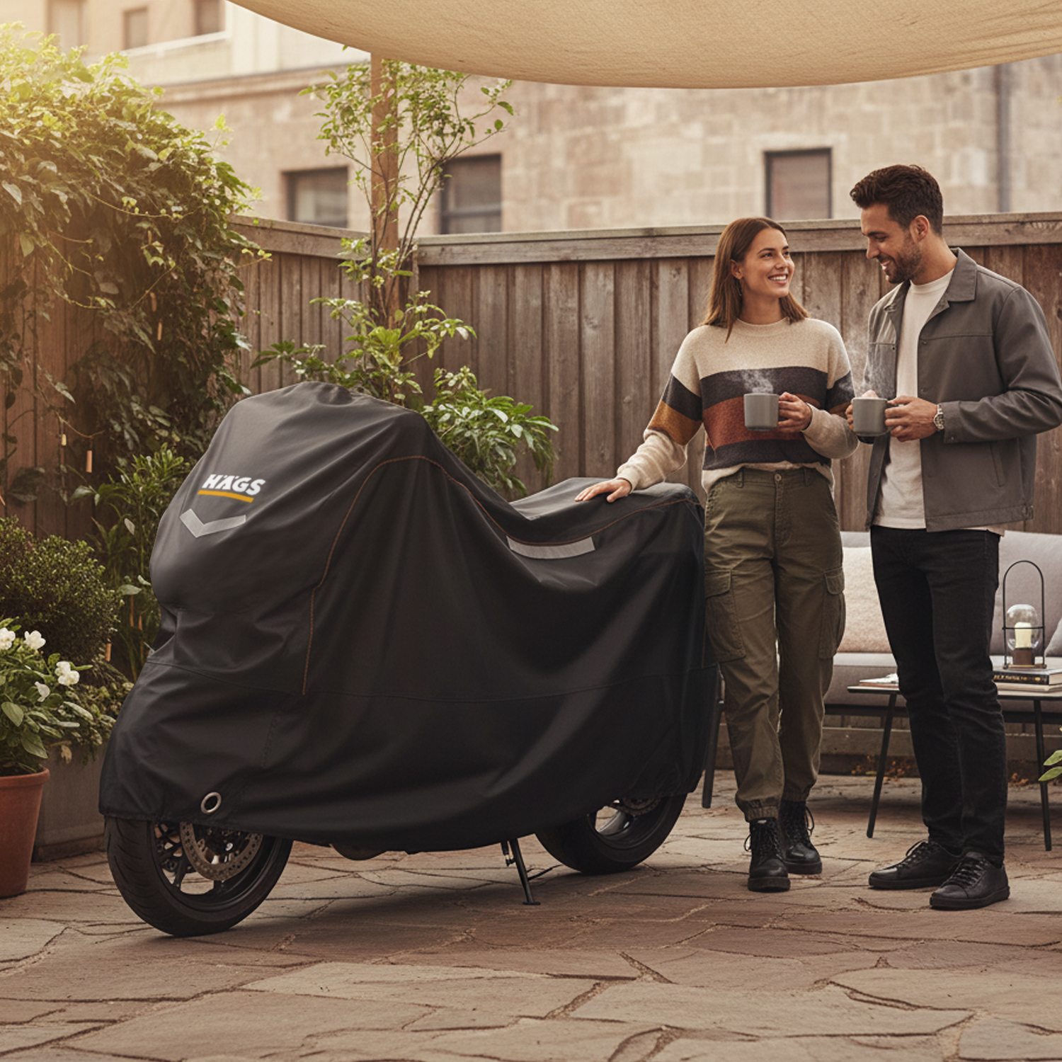 Haegs Motosiklet Brandası Motor Kılıfı Örtüsü Dış Mekan Motosiklet Örtüsü Su Geçirmez Rüzgar Toz Geçirmez Motor Garaj Brandası Kışa Dayanıklı XL 245x95x125 cm - Siyah 8