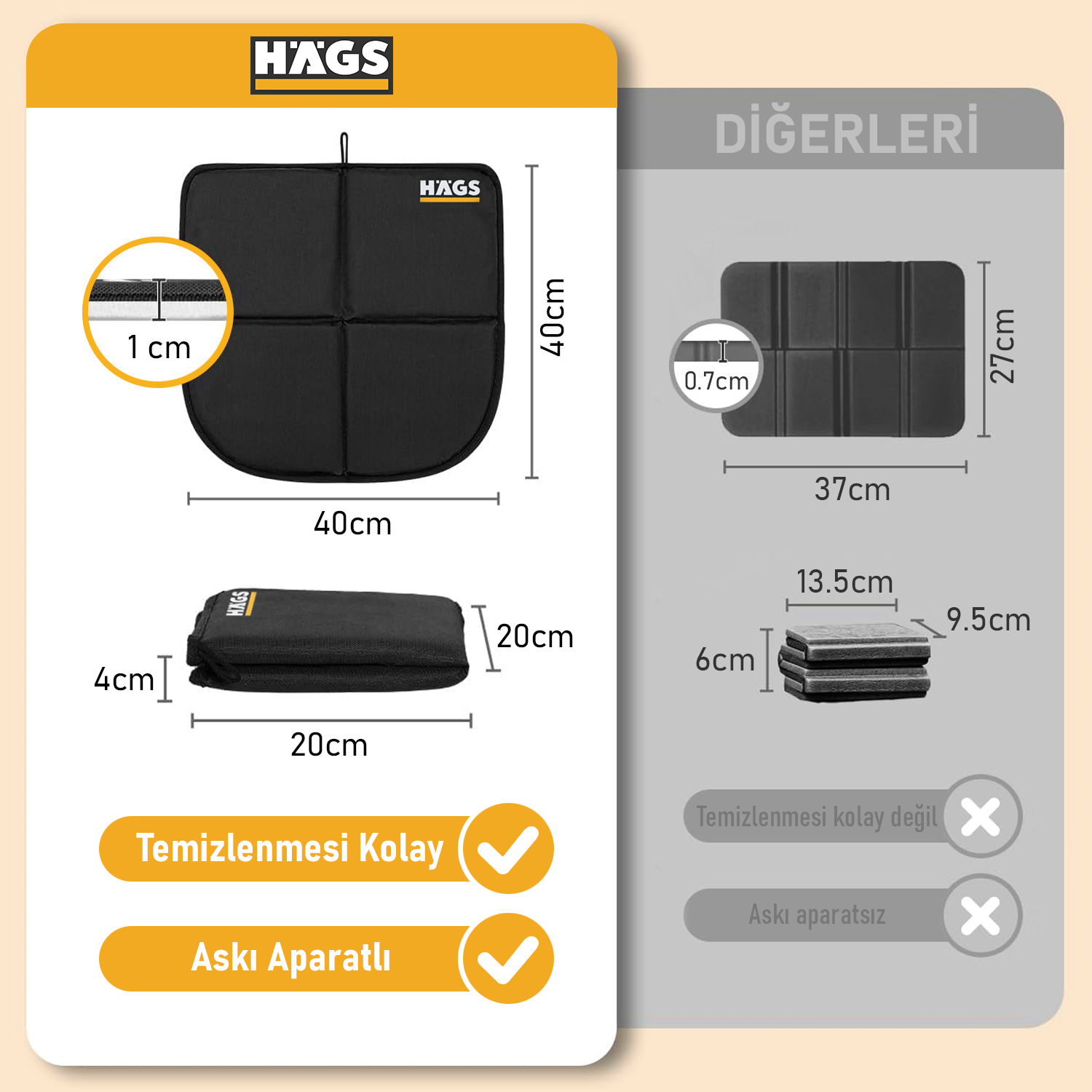 Haegs Outdoor Oturma Minderi Kamp Matı Yürüyüş Stadyum ve Seyahat İçin Katlanabilir Su Geçirmez Oxford Kumaş Termal Oturma Minderi - Mavi Çizgili 3