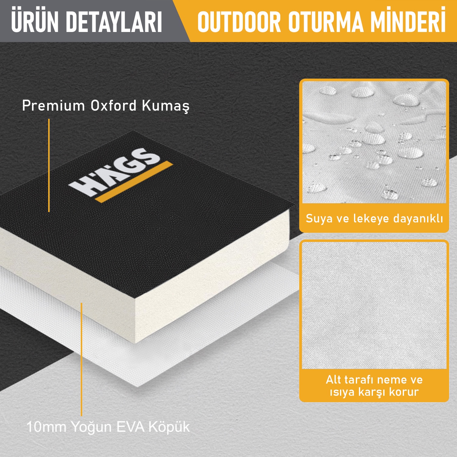 Haegs Outdoor Oturma Minderi Kamp Matı Yürüyüş Stadyum ve Seyahat İçin Katlanabilir Su Geçirmez Oxford Kumaş Termal Oturma Minderi - Mavi Çizgili 4