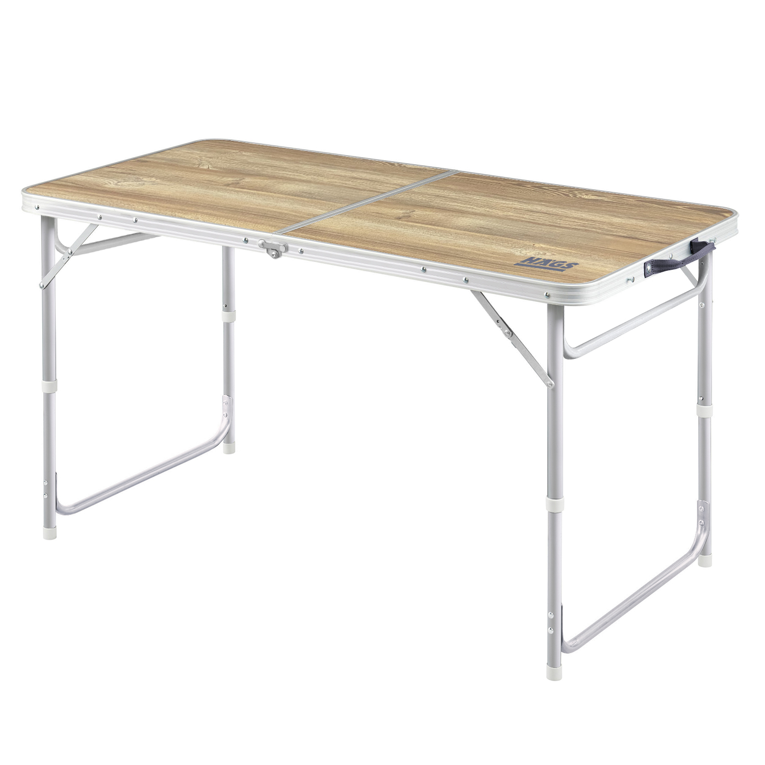 Haegs Portatif Kamp Masası 3 Yükseklik Ayarlı Katlanır Piknik Masası Kolay Taşınabilir Alüminyum Masa - 120x60 - Naturel Meşe