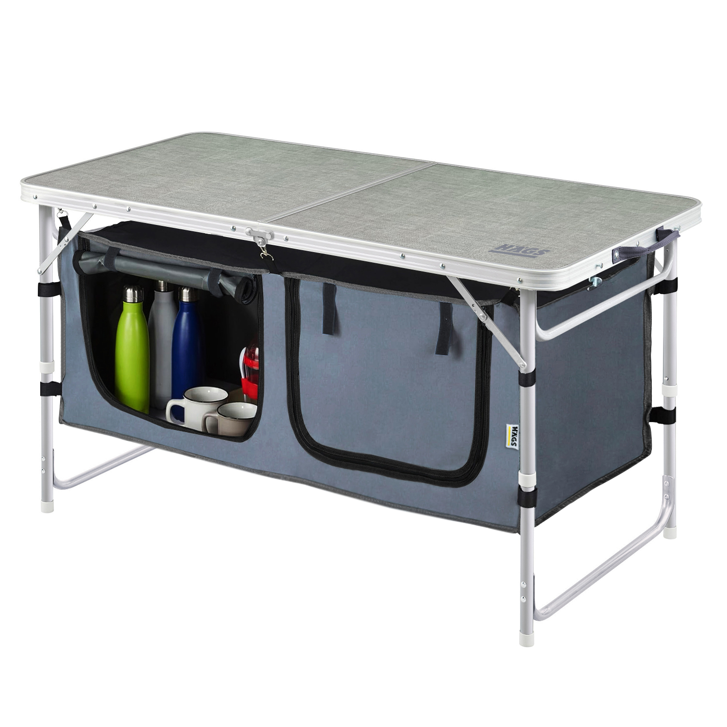 Haegs Saklama Dolaplı Kamp Masası Outdoor Kamp Mutfağı Kamp Dolabı Katlanabilir Kamp Piknik Masası Seyahat Mutfağı Mutfak Dolabı Depolama bölmeli Dış Mekan Mutfağı 120-60cm- Kumaş Desenli