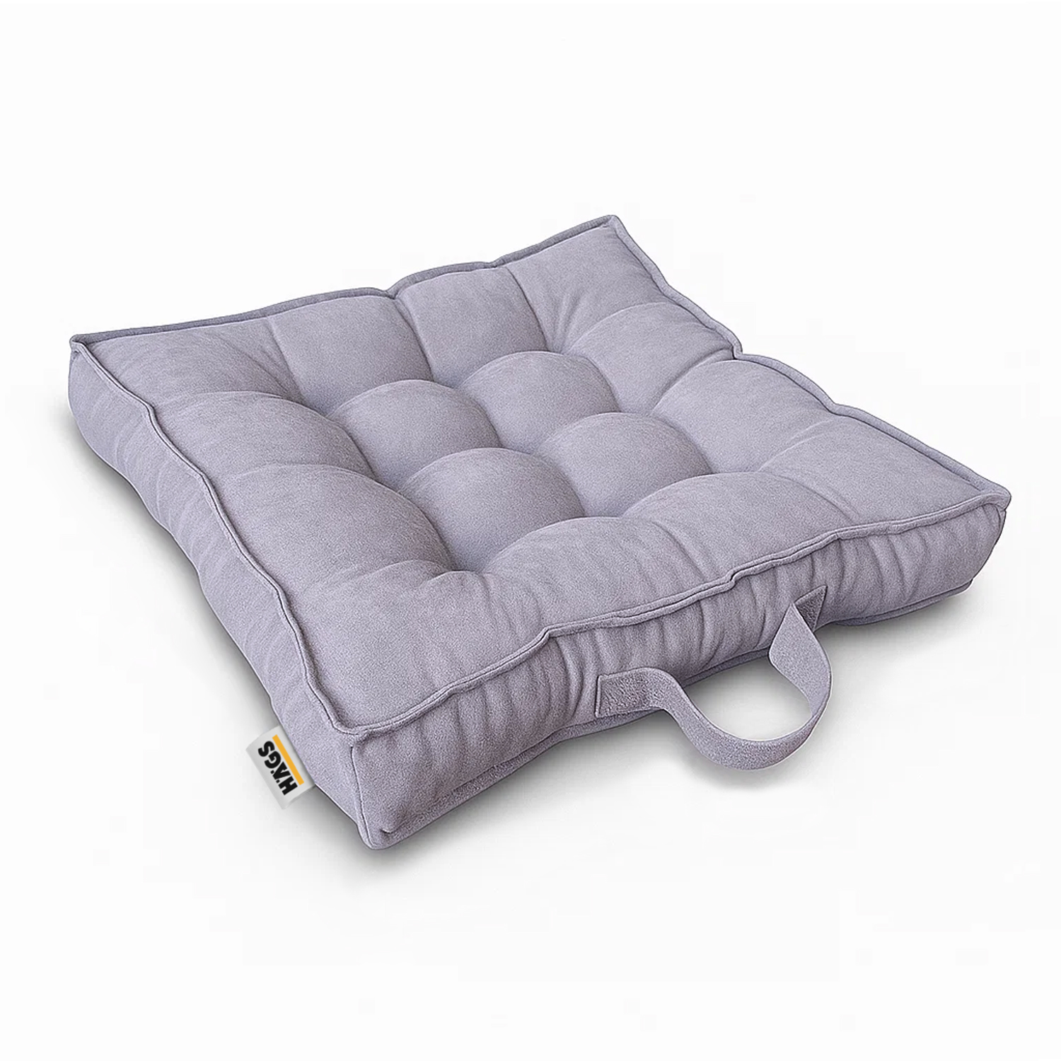 Haegs Sandalye Minderi Çift Kenarlı Taşıma Kulplu Punterez Puntolu Elyaf Dolgulu Mutfak Yemek Sandalyeleri için Kare Oturma Minderi Ofis Masası için Yumuşak Konforlu Minder 42x42x6 cm - Gri