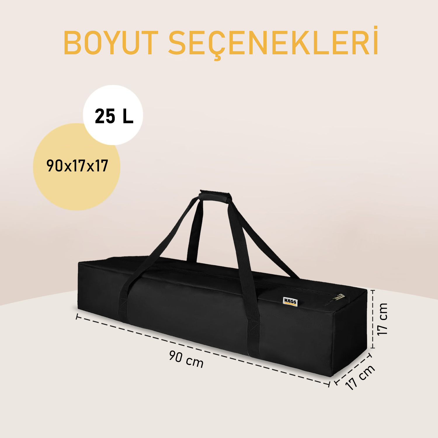 Haegs Taşıma Çantası İnce Uzun Çok Amaçlı Kamp Sandalyesi Tripod Çantası Fermuarlı Dayanıklı Kamp Malzemeleri Saklama Çantası 25L 90 x 17 x 17 cm Siyah 3