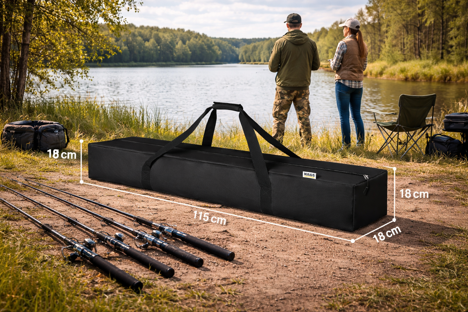 Haegs Taşıma Çantası İnce Uzun Çok Amaçlı Alet Tripod Olta Çantası Fermuarlı Dayanıklı Kamp Malzemeleri Saklama Çantası 35L 115 x 18 x 18 cm Siyah 3